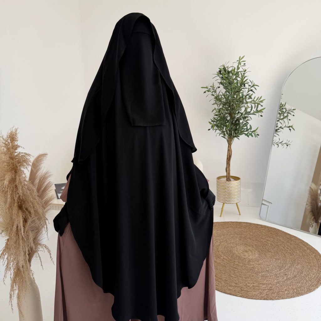 Royal Khimar with Qashwa — Nada, front view, black, Alrawana