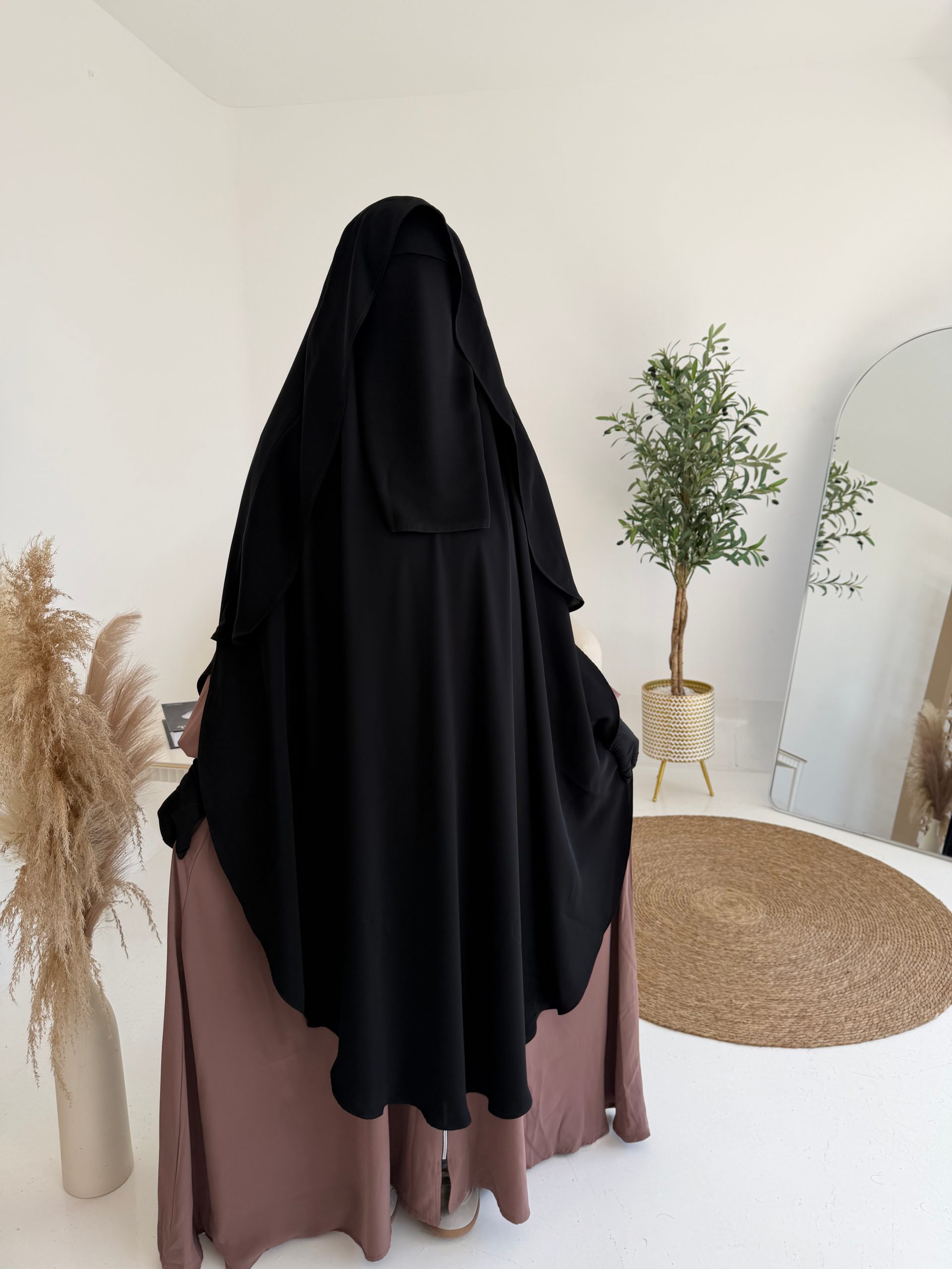 Royal Khimar with Qashwa — Nada, front view, black, Alrawana