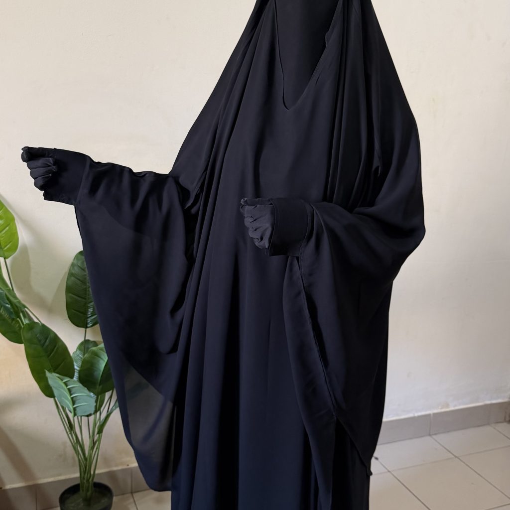 Head Cap Khimar, front view, black, Alrawana