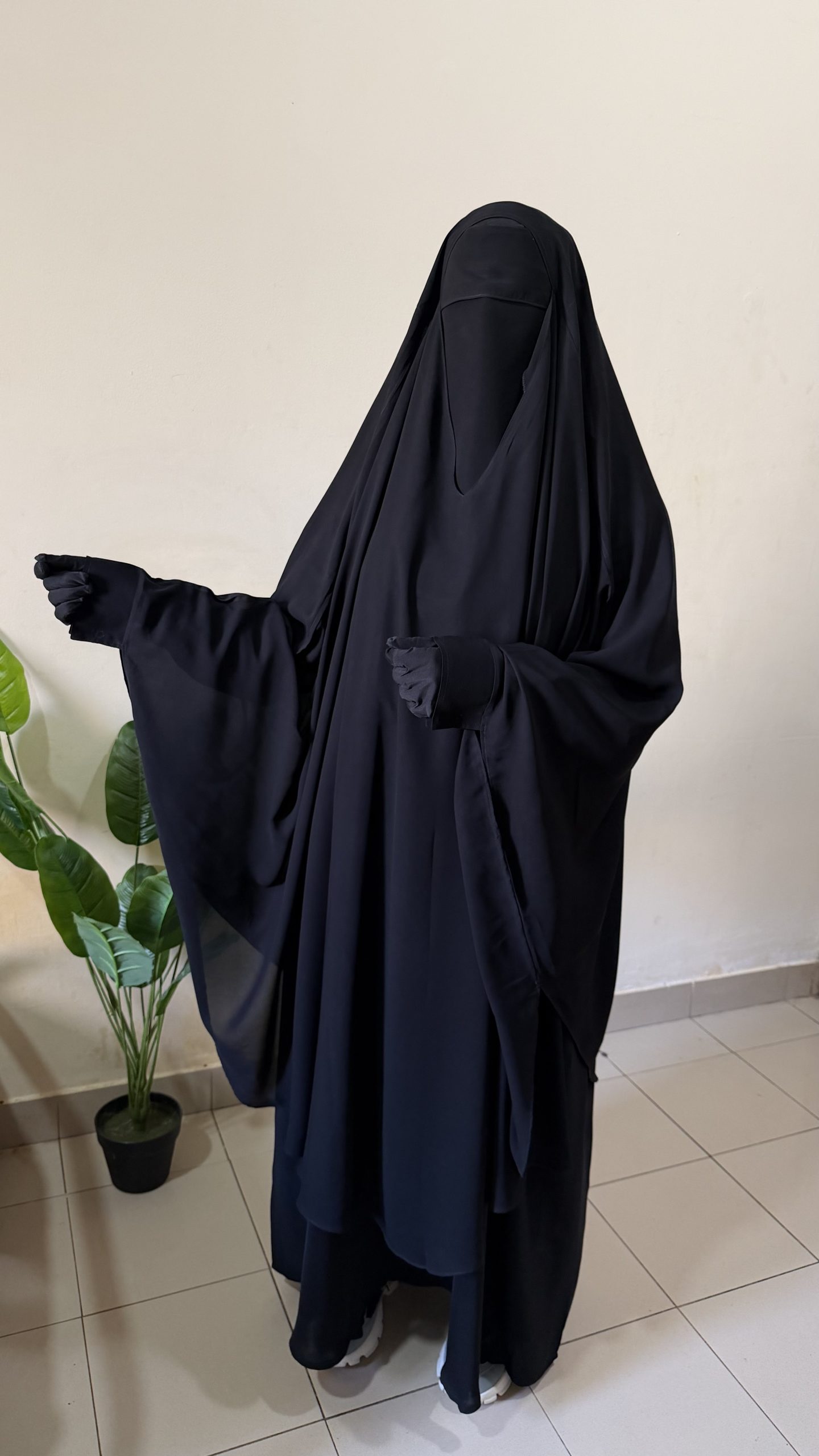Head Cap Khimar, front view, black, Alrawana